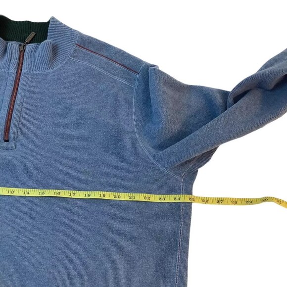 Tommy Bahama 1/4 Zip Blue Pullover Sweater Adult Size L Mock Neck - Picture 7 of 9
